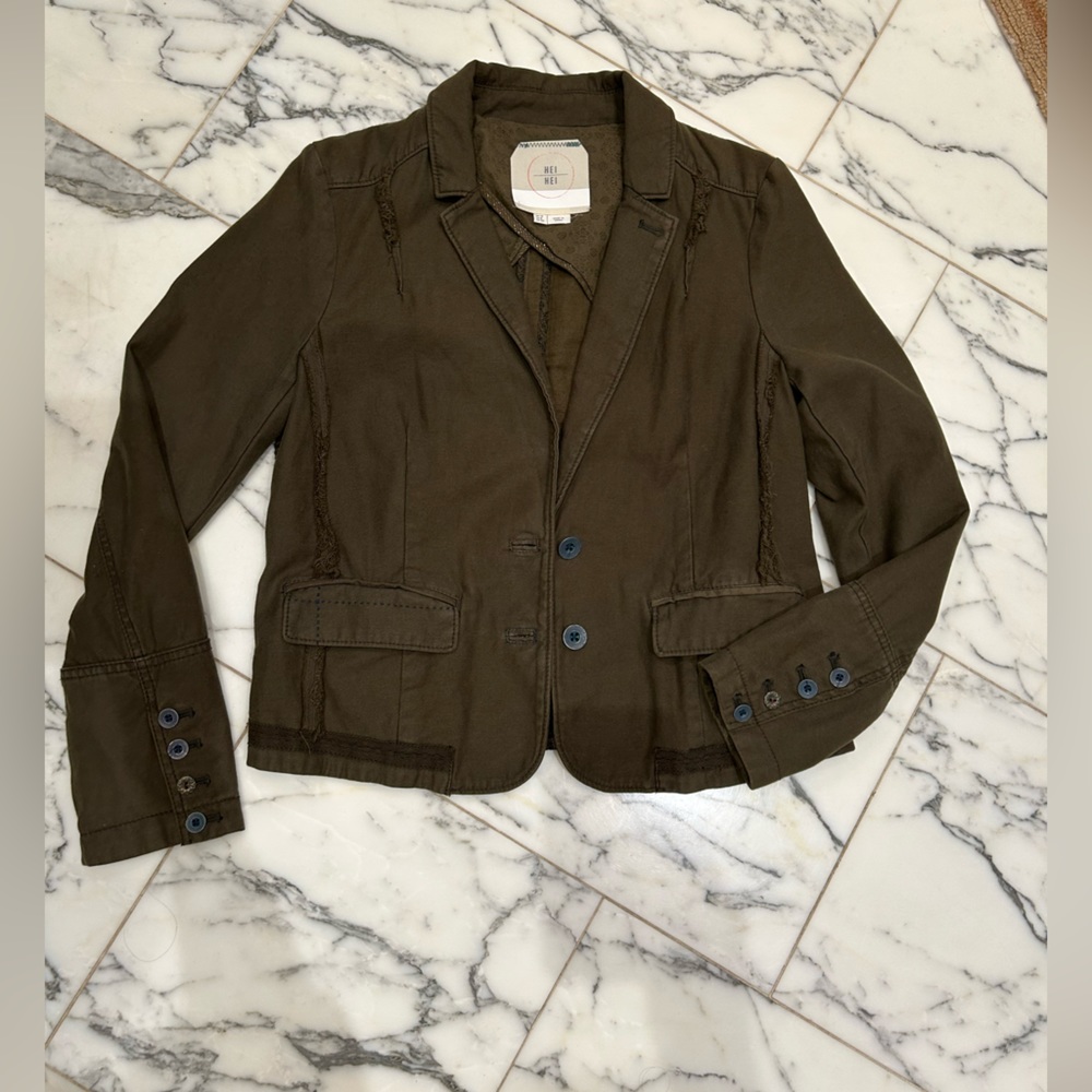 Anthropology jacket size 8 Army Olive Green Blazer Jacket Hei Hei